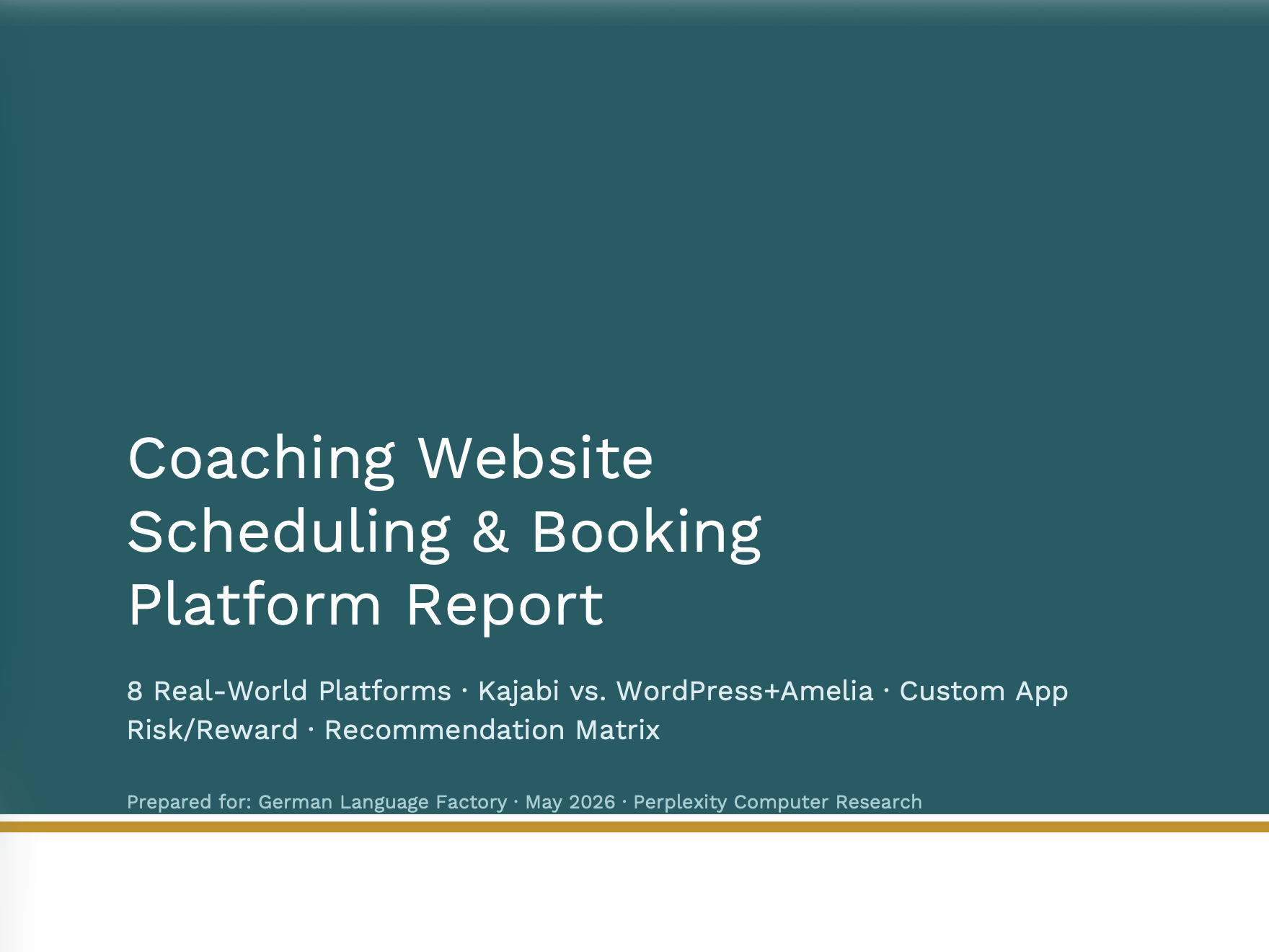 Coaching Scheduling & Booking Platform Report